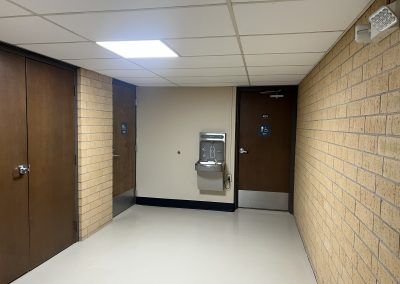 Bathroom and water fountain in the main area of the Iron County Housing Commission building.